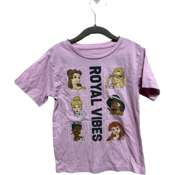Disney Other - Disney Princess "Royal Vibes" Graphic Tee Girls XS 4/5 Pink Short Sleeve